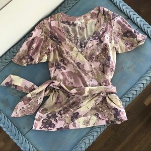Banana Republic | 100% Silk Floral Wrap Blouse | L